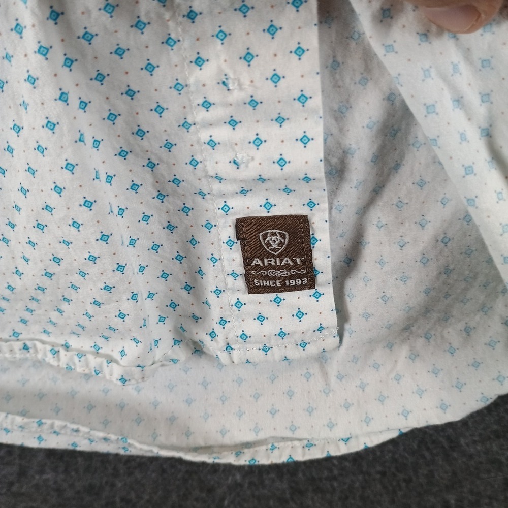 Ariat Kaine Classic Fit Shirt Mens XXL 2XL Geometric White Long Sleeve Button Up - Picture 6 of 12